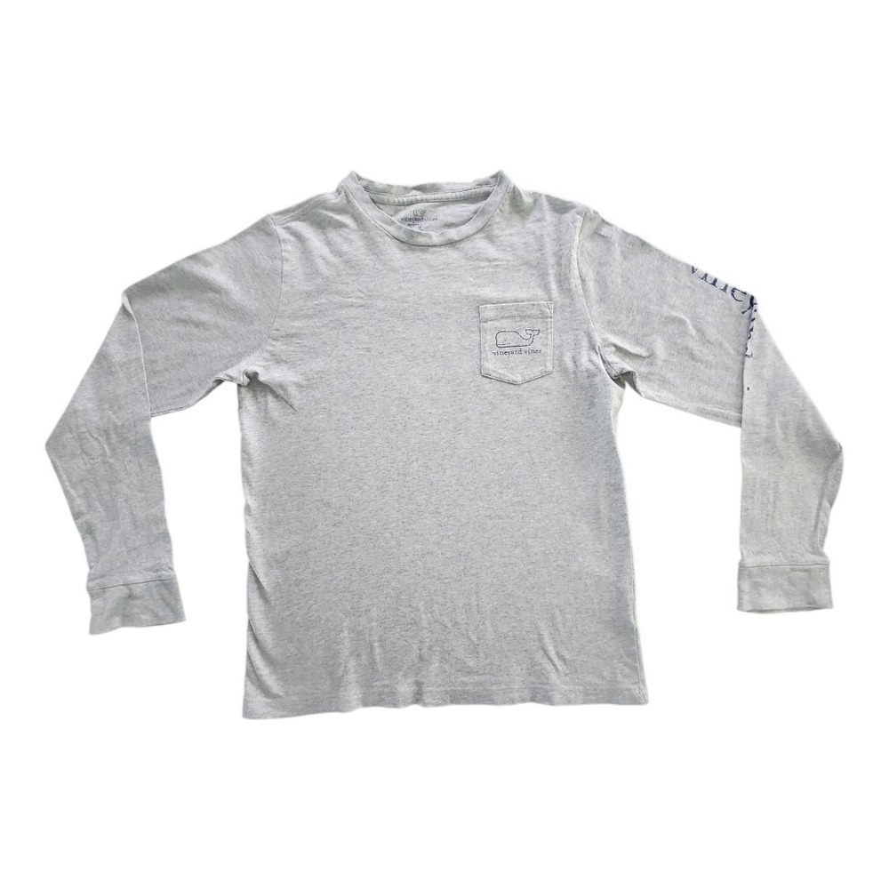 Vineyard Vines Shirt Size Medium 12-14 Youth Grey Long Sleeve T-shirt‎ Whale Kid